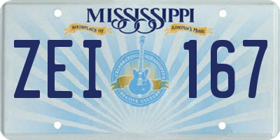 MS license plate ZEI167