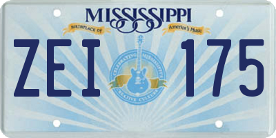 MS license plate ZEI175