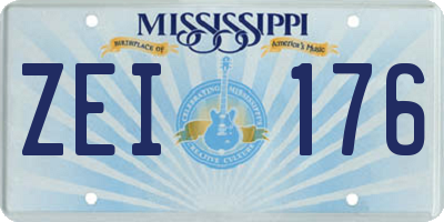MS license plate ZEI176
