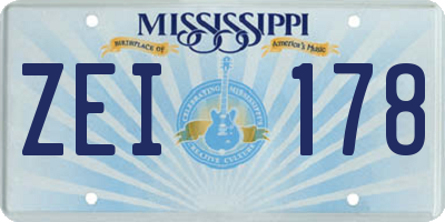 MS license plate ZEI178
