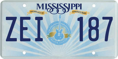 MS license plate ZEI187