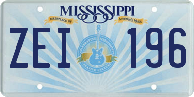 MS license plate ZEI196