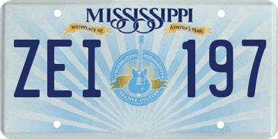 MS license plate ZEI197