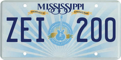 MS license plate ZEI200
