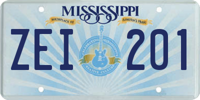 MS license plate ZEI201