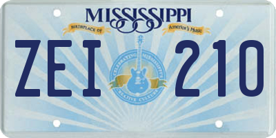 MS license plate ZEI210