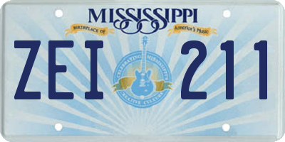 MS license plate ZEI211