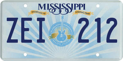 MS license plate ZEI212
