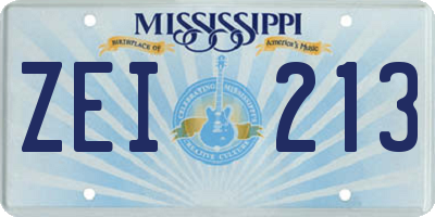 MS license plate ZEI213