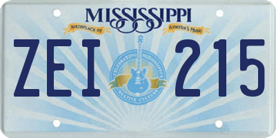MS license plate ZEI215