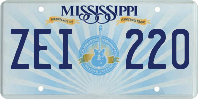 MS license plate ZEI220