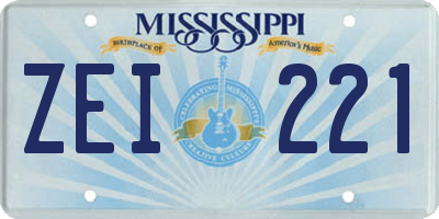 MS license plate ZEI221