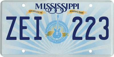 MS license plate ZEI223
