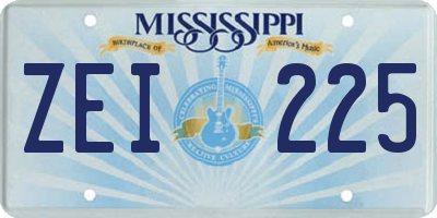 MS license plate ZEI225