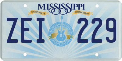 MS license plate ZEI229