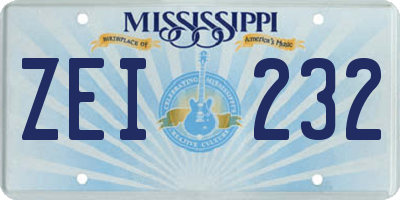 MS license plate ZEI232