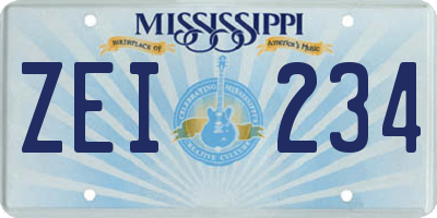 MS license plate ZEI234