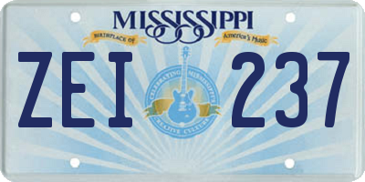 MS license plate ZEI237