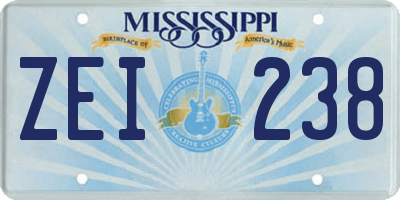 MS license plate ZEI238