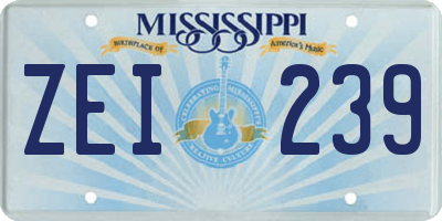 MS license plate ZEI239
