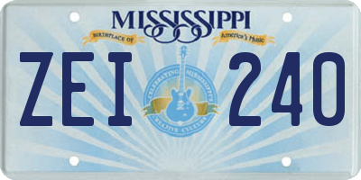 MS license plate ZEI240