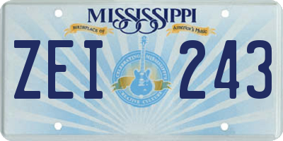 MS license plate ZEI243