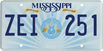 MS license plate ZEI251