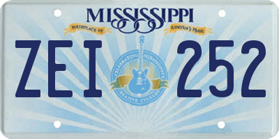 MS license plate ZEI252
