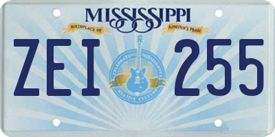 MS license plate ZEI255