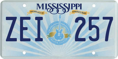MS license plate ZEI257