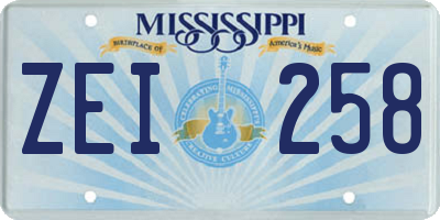 MS license plate ZEI258
