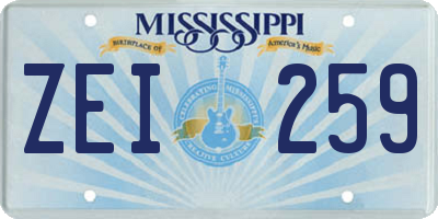 MS license plate ZEI259