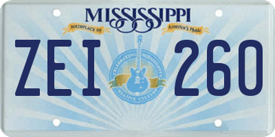 MS license plate ZEI260