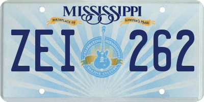 MS license plate ZEI262
