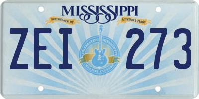MS license plate ZEI273
