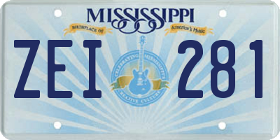 MS license plate ZEI281