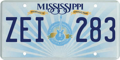 MS license plate ZEI283