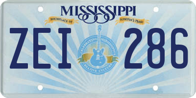 MS license plate ZEI286
