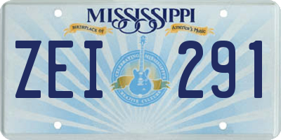 MS license plate ZEI291
