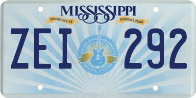 MS license plate ZEI292