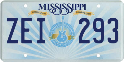 MS license plate ZEI293