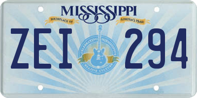 MS license plate ZEI294