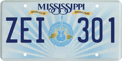 MS license plate ZEI301