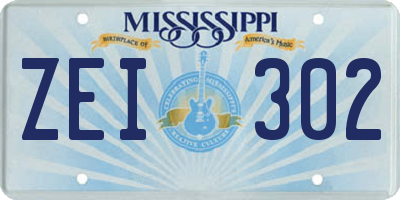 MS license plate ZEI302