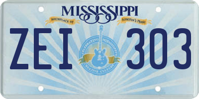 MS license plate ZEI303