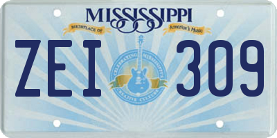 MS license plate ZEI309
