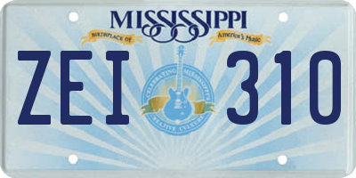 MS license plate ZEI310