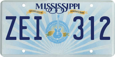 MS license plate ZEI312