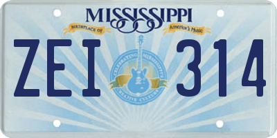 MS license plate ZEI314