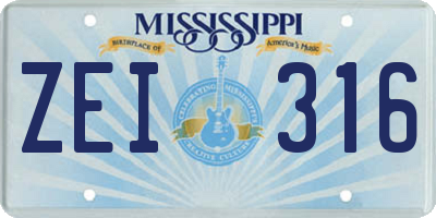 MS license plate ZEI316